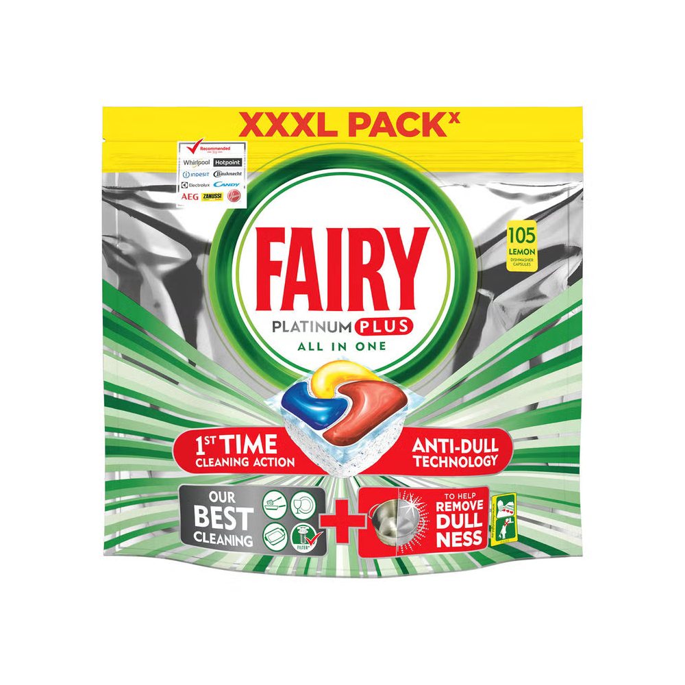 FAIRY Platinum Plus Dishwasher Capsules product packaging